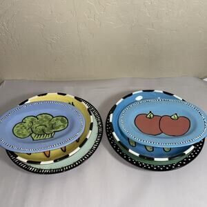 Berryware vegetable dish set. 2 small plates, 2 pasta bowls. 2 dinner plates.